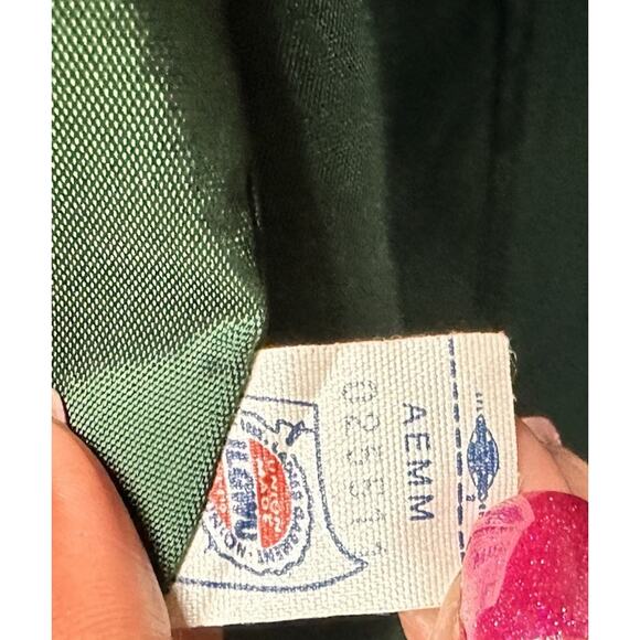 Vintage Emerald Green Double Breasted Worthington Wool Blend Leather Coat Sz 8 - Picture 13 of 14